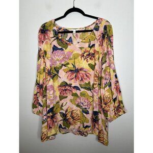 Terra & Sky Boho Flowy Blouse Top Floral Autumn Lightweight Size 4X